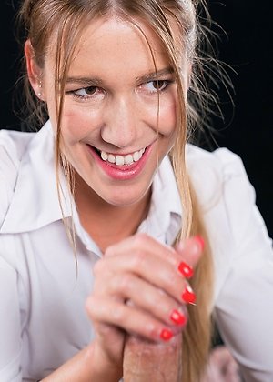 alexis crystal, european, handjob, sperm licking, 